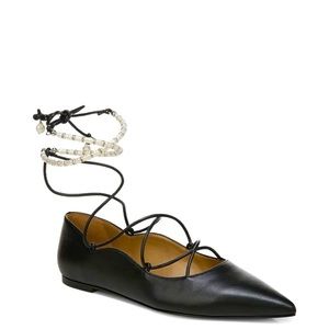 Sam Edelman Black Pointed Lace-Up Ballet Flats